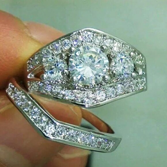 🎀2pcs 925 Sterling Silver Plated Retro Carved Luxury UNVN12133 - Picture 1 of 4